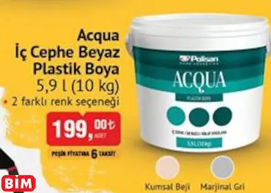 POLİSAN ACQUA  İÇ CEPHE BEYAZ  PLASTİK BOYA 5,9 L (10 KG)